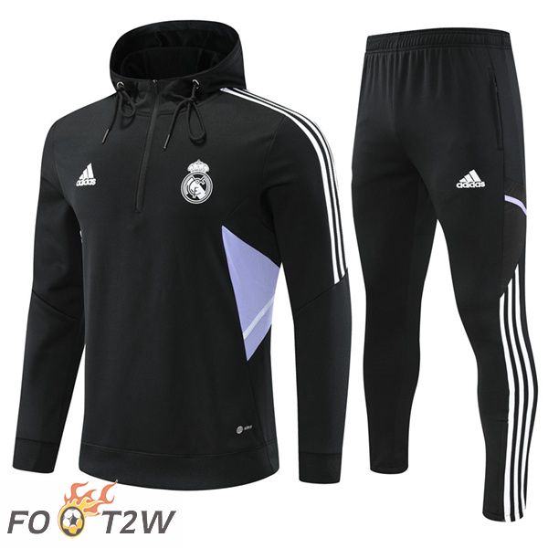 Ensemble Survetement Veste A Capuche Real Madrid Noir 2022/2023