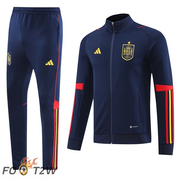 Ensemble Veste Survetement de Foot Espagne Bleu Royal 2022/2023