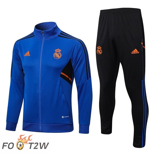 Ensemble Veste Survetement de Foot Real Madrid Bleu 2022/2023