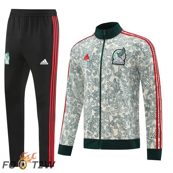 Ensemble Veste Survetement De foot Mexique Blanc Vert 2022/2023