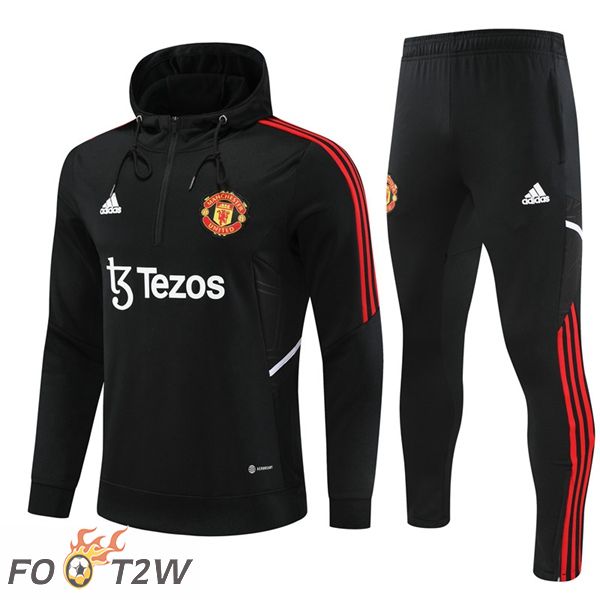 Ensemble Survetement Veste A Capuche Manchester United Noir 2022/2023