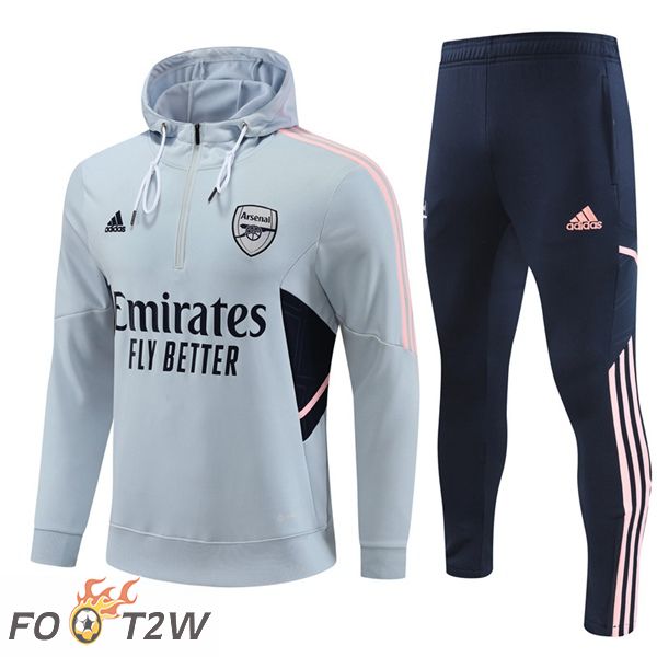 Ensemble Survetement Veste A Capuche Arsenal Gris 2022/2023