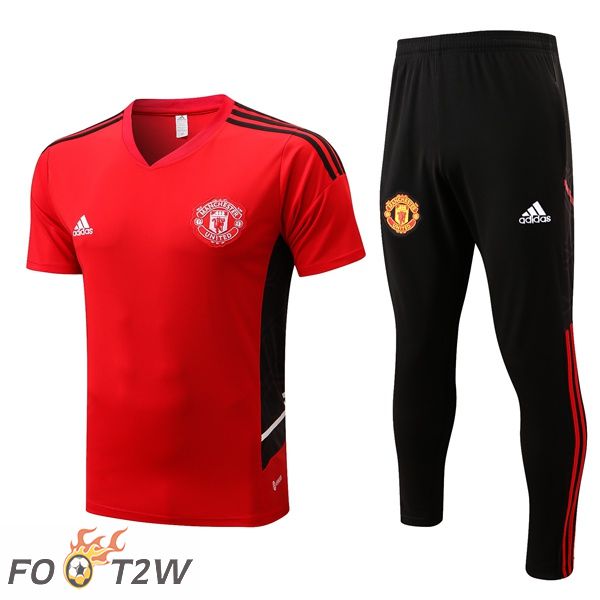 Ensemble Training T-Shirts Manchester United + Pantalon Rouge 2022/2023