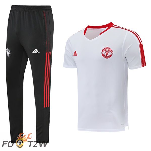 Ensemble Training T-Shirts Manchester United + Pantalon Blanc 2022/2023