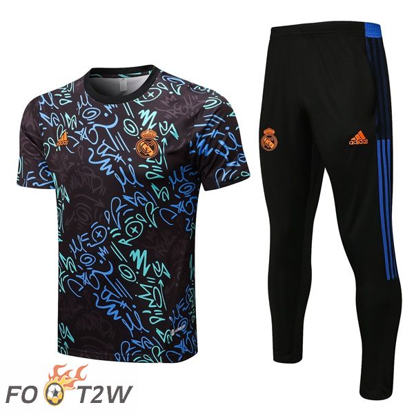 Ensemble Training T-Shirts Real Madrid + Pantalon Bleu Noir 2022/2023