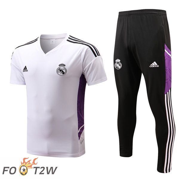 Ensemble Training T-Shirts Real Madrid + Pantalon Blanc 2022/2023