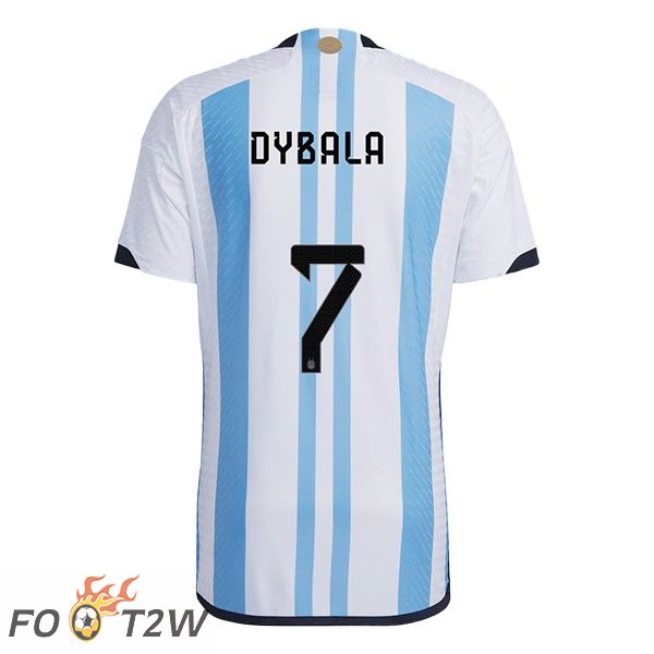 Maillot Foot Equipe de Argentine (DYBALA 7) Domicile Bleu Blanc Coupe du monde 2022