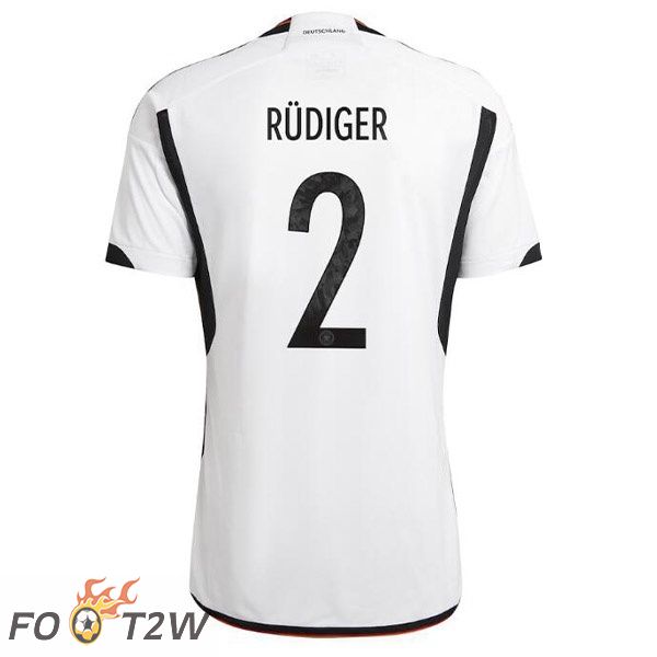 Maillot Allemagne (RÜDIGER 2) Domicile Noir Blanc Coupe du monde 2022