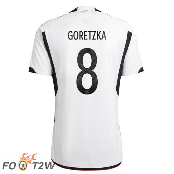 Maillot Allemagne (GORETZKA 8) Domicile Noir Blanc Coupe du monde 2022