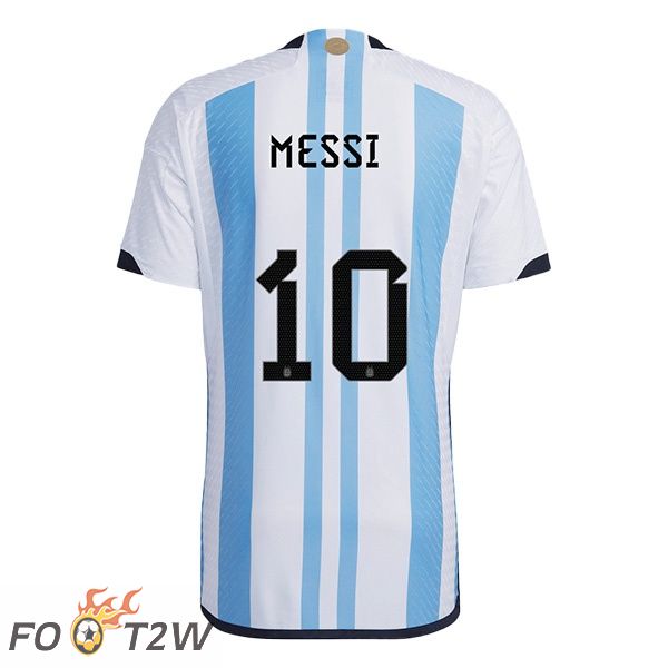 Maillot Foot Equipe de Argentine (MESSI 10) Domicile Bleu Blanc Coupe du monde 2022