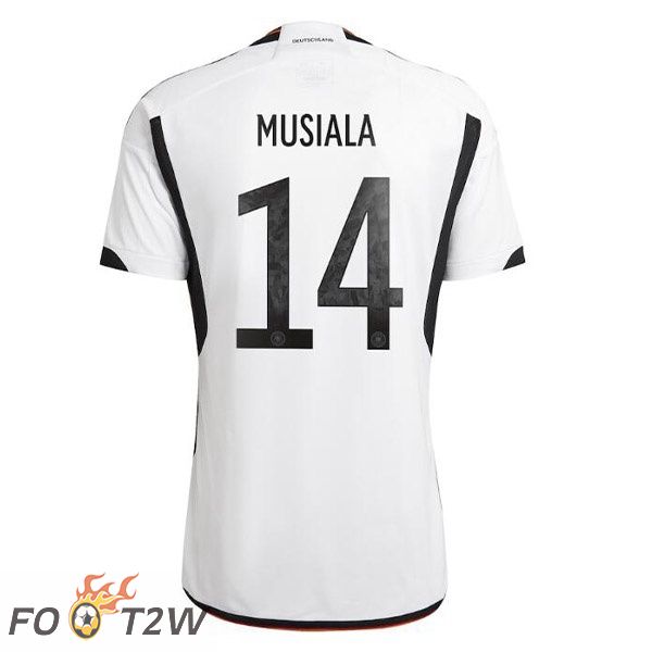 Maillot Allemagne (MUSIALA 14) Domicile Noir Blanc Coupe du monde 2022