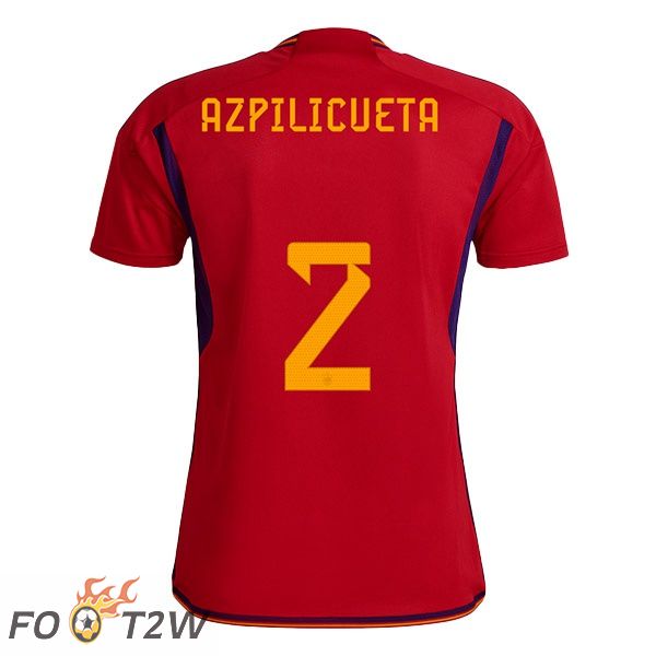 Maillots Equipe De Espagne (AZPILICUETA 2) Domicile Rouge Coupe du monde 2022