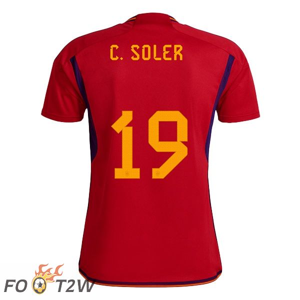 Maillots Equipe De Espagne (C. SOLER 19) Domicile Rouge Coupe du monde 2022