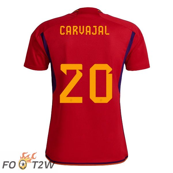 Maillots Equipe De Espagne (CARVAJAL 20) Domicile Rouge Coupe du monde 2022