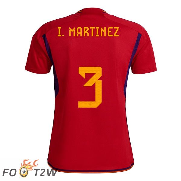 Maillots Equipe De Espagne (I. MARTINEZ 3) Domicile Rouge Coupe du monde 2022