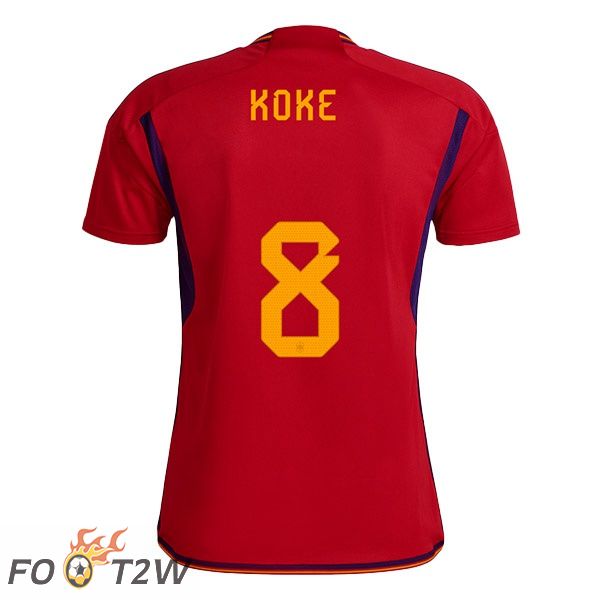 Maillots Equipe De Espagne (KOKE 8) Domicile Rouge Coupe du monde 2022