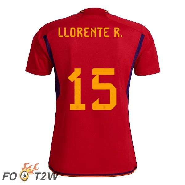 Maillots Equipe De Espagne (LLORENTE R. 15) Domicile Rouge Coupe du monde 2022