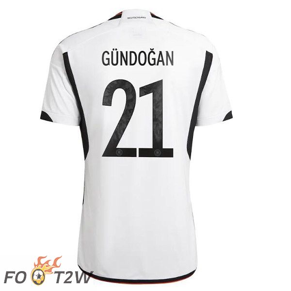 Maillot Allemagne (GÜNDOGAN 21) Domicile Noir Blanc Coupe du monde 2022