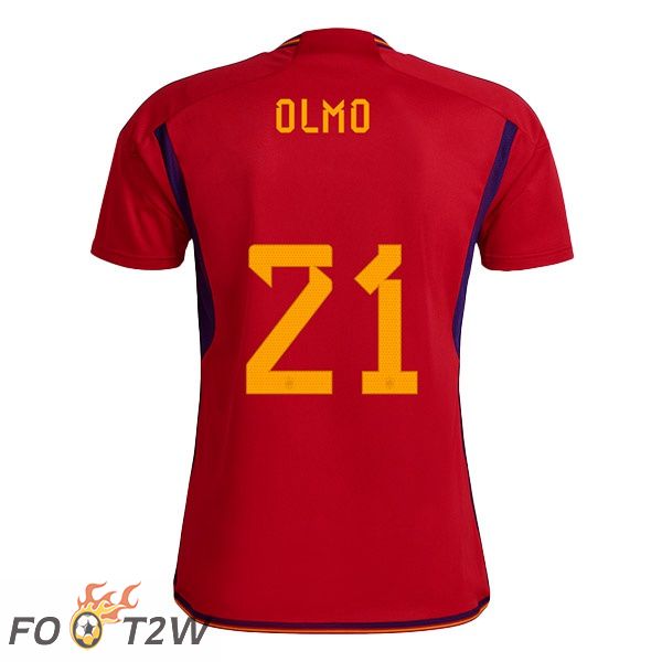 Maillots Equipe De Espagne (OLMO 21) Domicile Rouge Coupe du monde 2022