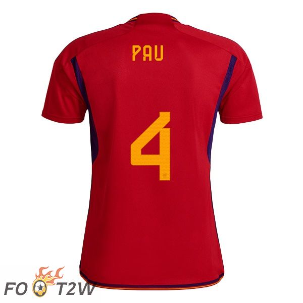 Maillots Equipe De Espagne (PAU 4) Domicile Rouge Coupe du monde 2022