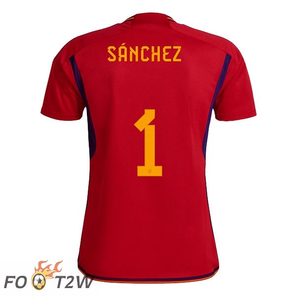 Maillots Equipe De Espagne (SÁNCHEZ 1) Domicile Rouge Coupe du monde 2022