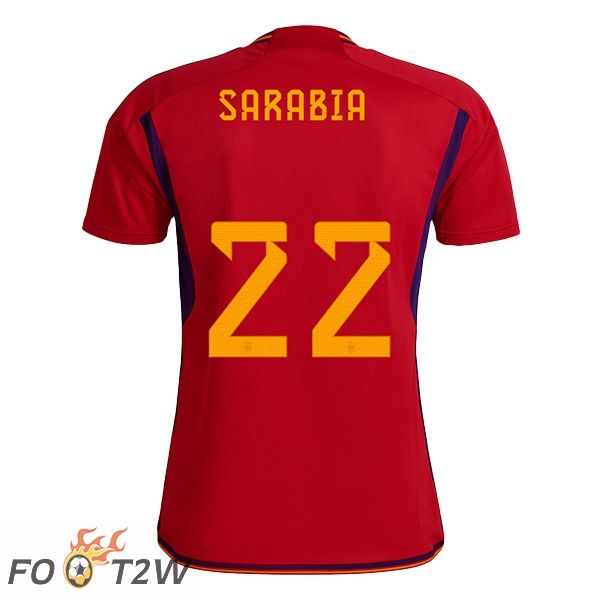 Maillots Equipe De Espagne (SARABIA 22) Domicile Rouge Coupe du monde 2022