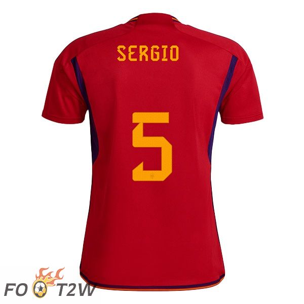 Maillots Equipe De Espagne (SERGIO 5) Domicile Rouge Coupe du monde 2022