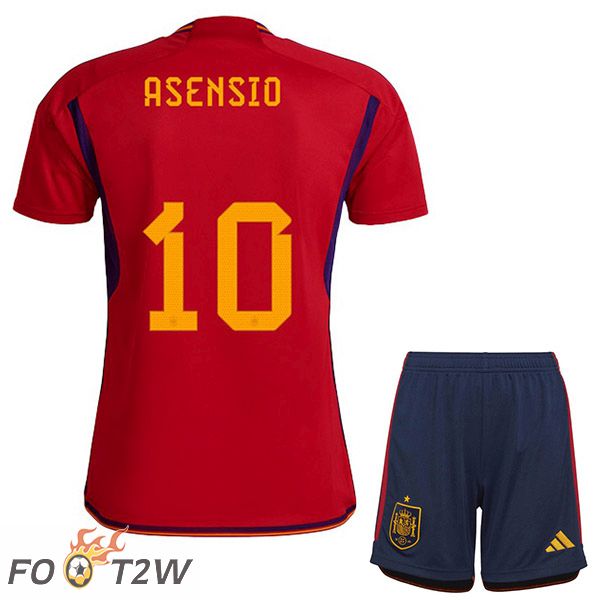 Maillots Equipe De Espagne (ASENSIO 10) Enfant Domicile Rouge Coupe du monde 2022