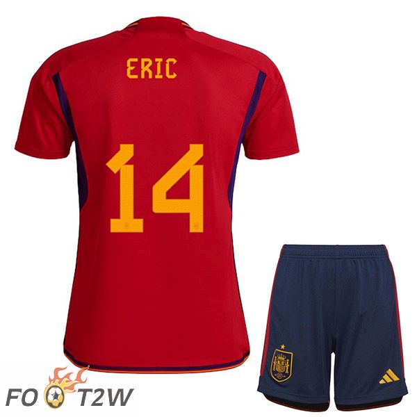 Maillots Equipe De Espagne (ERIC 14) Enfant Domicile Rouge Coupe du monde 2022