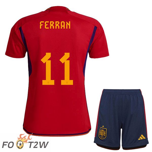 Maillots Equipe De Espagne (FERRAN 11) Enfant Domicile Rouge Coupe du monde 2022