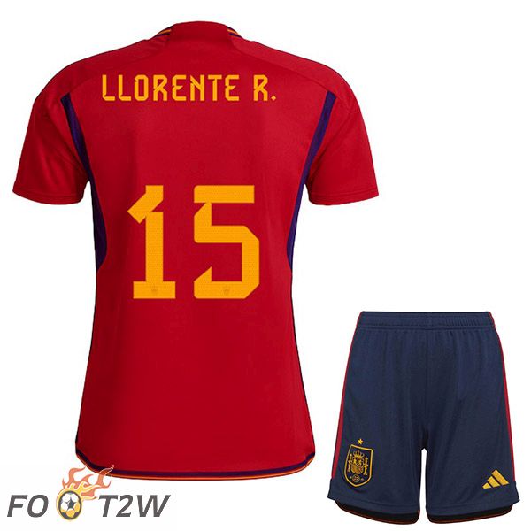 Maillots Equipe De Espagne (LLORENTE R. 15) Enfant Domicile Rouge Coupe du monde 2022