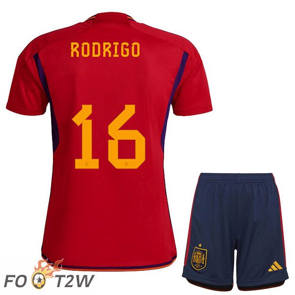 Maillots Equipe De Espagne (RODRIGO 16) Enfant Domicile Rouge Coupe du monde 2022