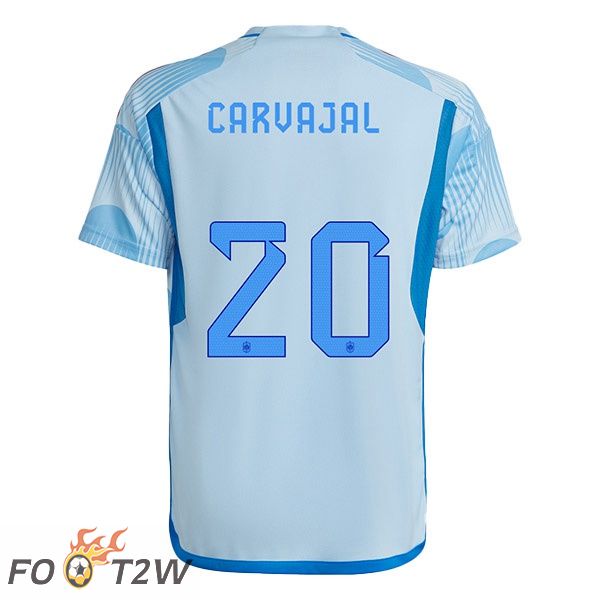 Maillots Equipe De Espagne (CARVAJAL 20) Exterieur Bleu Blanc Coupe du monde 2022