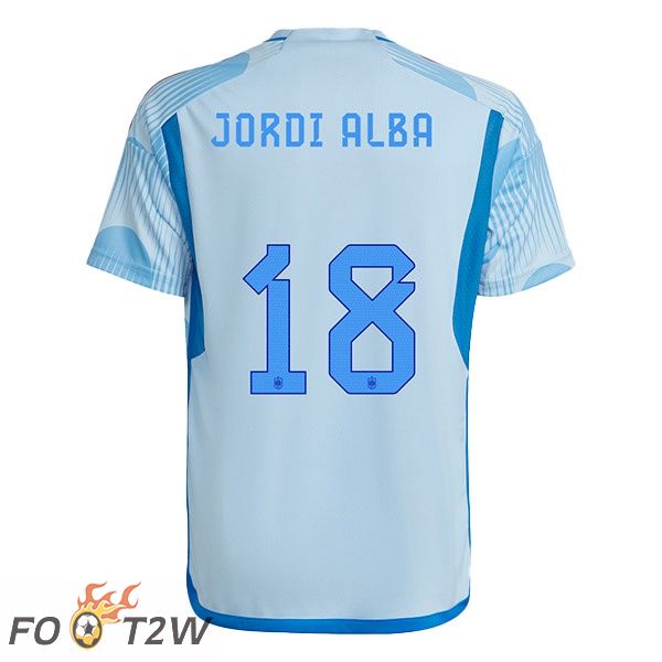 Maillots Equipe De Espagne (JORDI ALBA 18) Exterieur Bleu Blanc Coupe du monde 2022