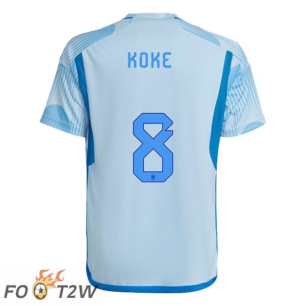 Maillots Equipe De Espagne (KOKE 8) Exterieur Bleu Blanc Coupe du monde 2022