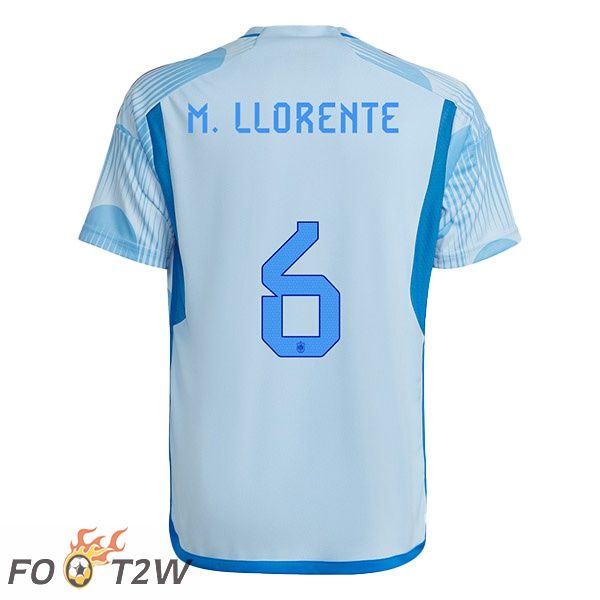 Maillots Equipe De Espagne (M.LLORENTE 6) Exterieur Bleu Blanc Coupe du monde 2022