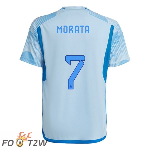 Maillots Equipe De Espagne (MORATA 7) Exterieur Bleu Blanc Coupe du monde 2022