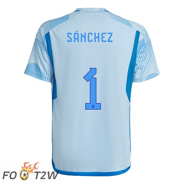 Maillots Equipe De Espagne (SÁNCHEZ 1) Exterieur Bleu Blanc Coupe du monde 2022