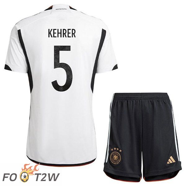 Maillot Allemagne (KEHRER 5) Enfant Domicile Noir Blanc Coupe du monde 2022