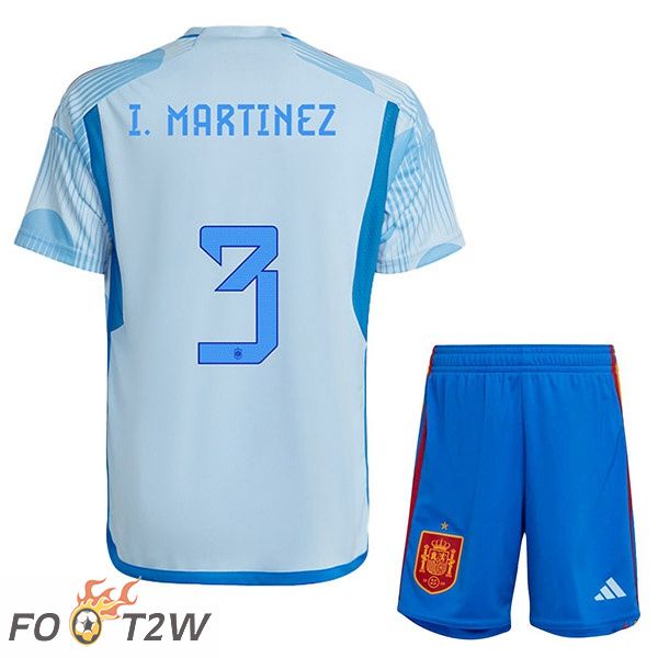 Maillots Equipe De Espagne (I. MARTINEZ 3) Enfant Exterieur Bleu Blanc Coupe du monde 2022