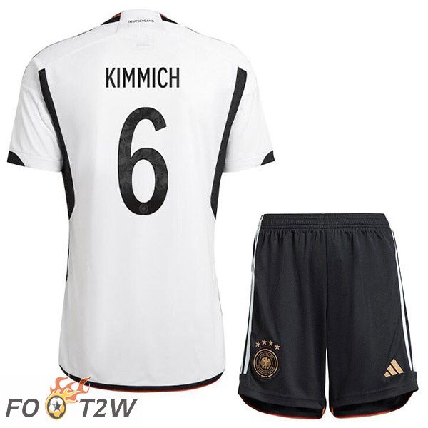 Maillot Allemagne (KIMMICH 6) Enfant Domicile Noir Blanc Coupe du monde 2022