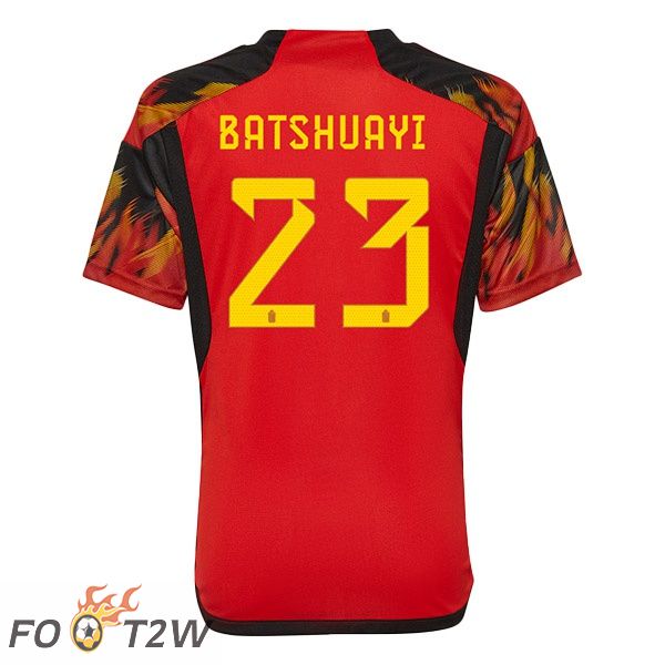 Maillots Equipe De Belgique (BATSHUAYI 23) Domicile Rouge Coupe du monde 2022