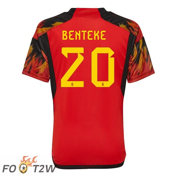 Maillots Equipe De Belgique (BENTEKE 20) Domicile Rouge Coupe du monde 2022