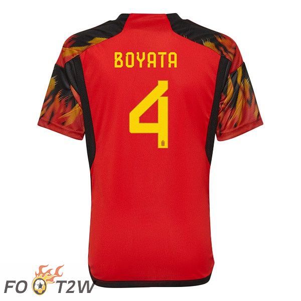 Maillots Equipe De Belgique (BOYATA 4) Domicile Rouge Coupe du monde 2022