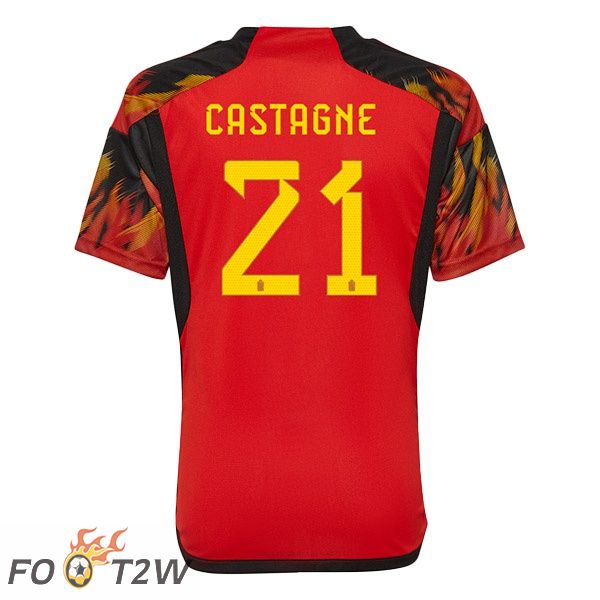 Maillots Equipe De Belgique (CASTAGNE 21) Domicile Rouge Coupe du monde 2022