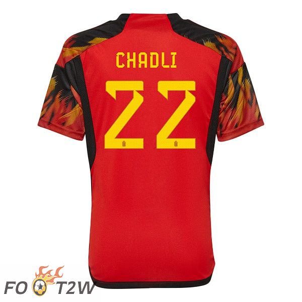 Maillots Equipe De Belgique (CHADLI 22) Domicile Rouge Coupe du monde 2022