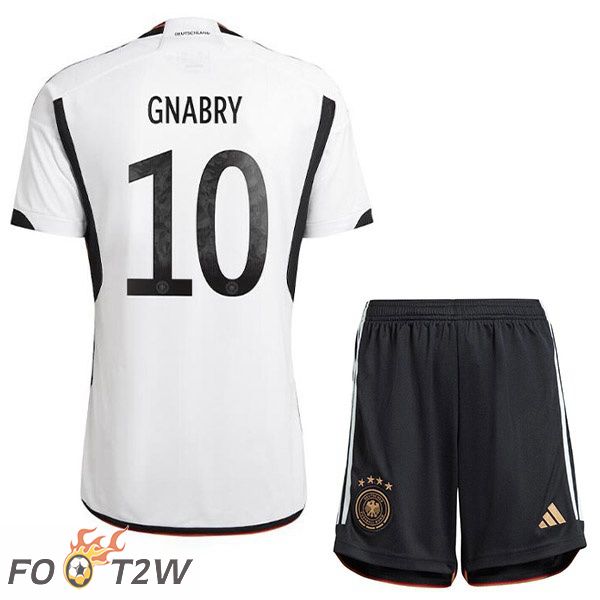 Maillot Allemagne (GNABRY 10) Enfant Domicile Noir Blanc Coupe du monde 2022