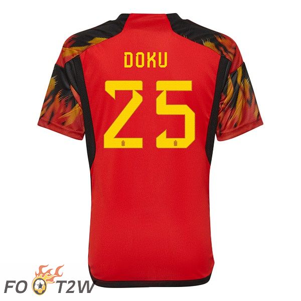 Maillots Equipe De Belgique (DOKU 25) Domicile Rouge Coupe du monde 2022