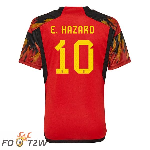 Maillots Equipe De Belgique (E.HAZARD 10) Domicile Rouge Coupe du monde 2022