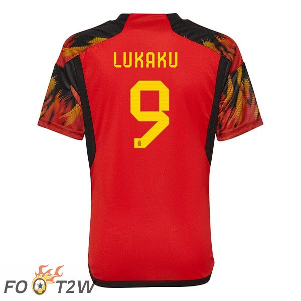 Maillots Equipe De Belgique (LUKAKU 9) Domicile Rouge Coupe du monde 2022